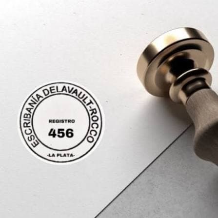 Sello del Registro Notarial N.° 456, Escribanía Delavault - Rocco, La Plata